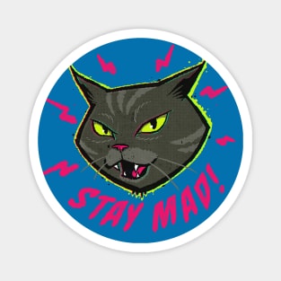 Stay Mad Angry Cat Vintage Cartoon Kitten Hissing Magnet